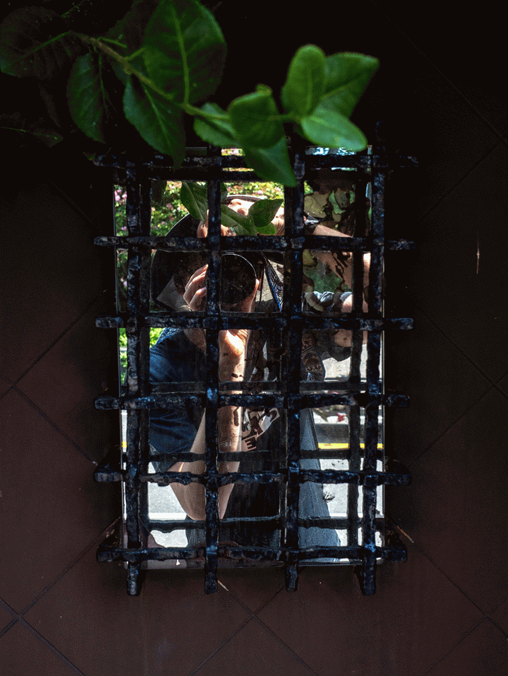 GIF showing mirror reflection in the Big House wall